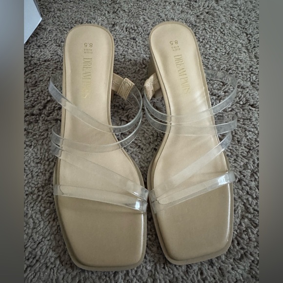 Dream Pairs Shoes - NEW IN BOX NWT Dream Pairs Women's Nude & Clear Strap Block Sandal Heels